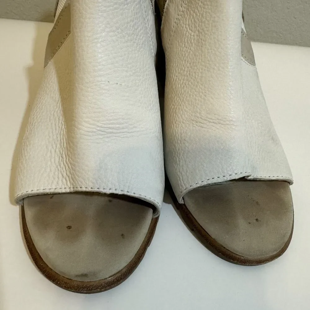 Sorel Nadia Women’s 9.5 White Tan Leather‎ Ankle Open Toe Shoes